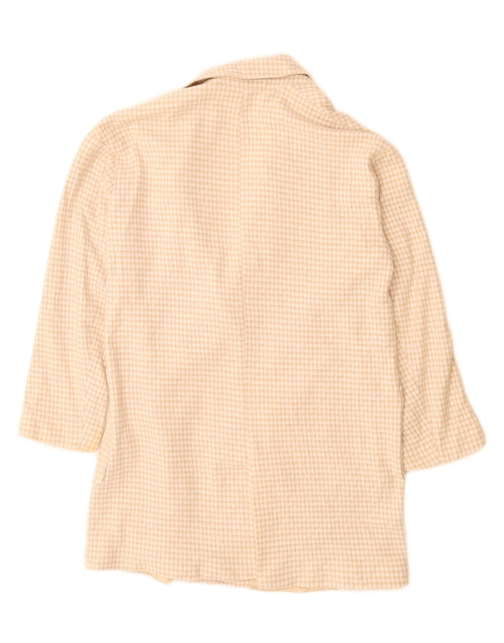 Zara Veste blazer surdimensionnée à 2 boutons pour femme UK 6 XS Beige pied-de-poule