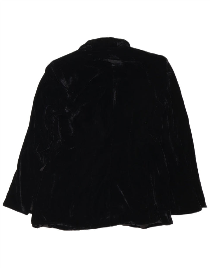 Zara Veste blazer surdimensionnée en velours à 1 bouton pour femme UK 14 Noir moyen