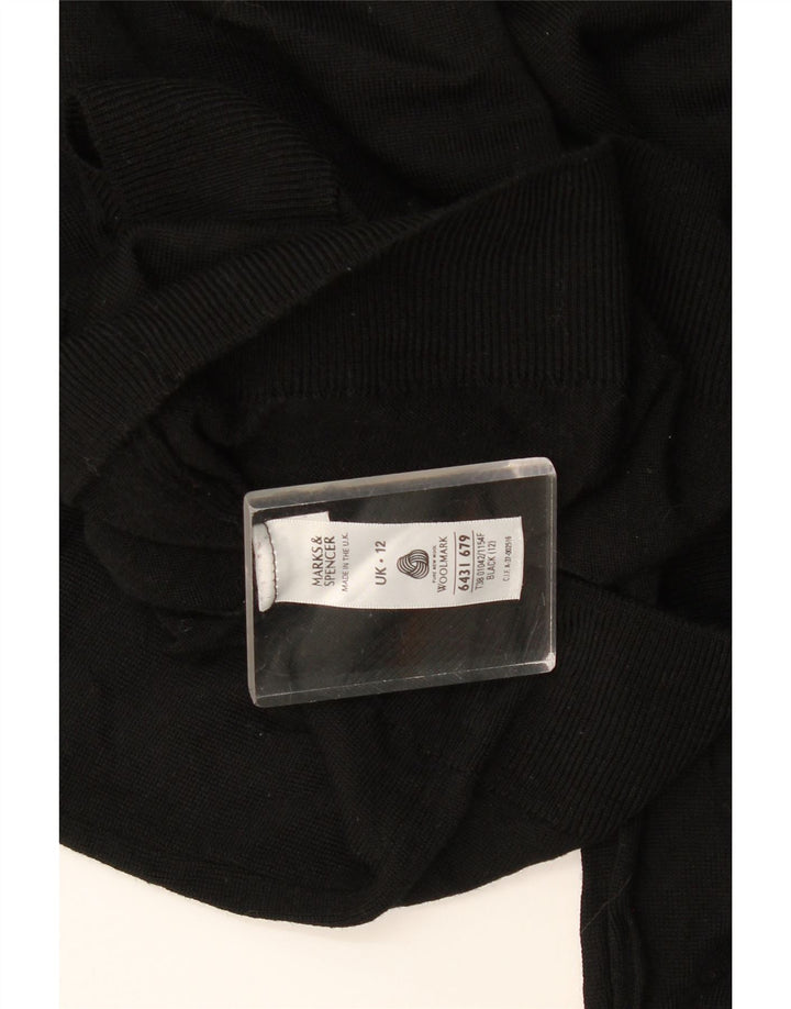 Marks & Spencer Pull à col rond pour femme UK 12 Laine vierge noire moyenne