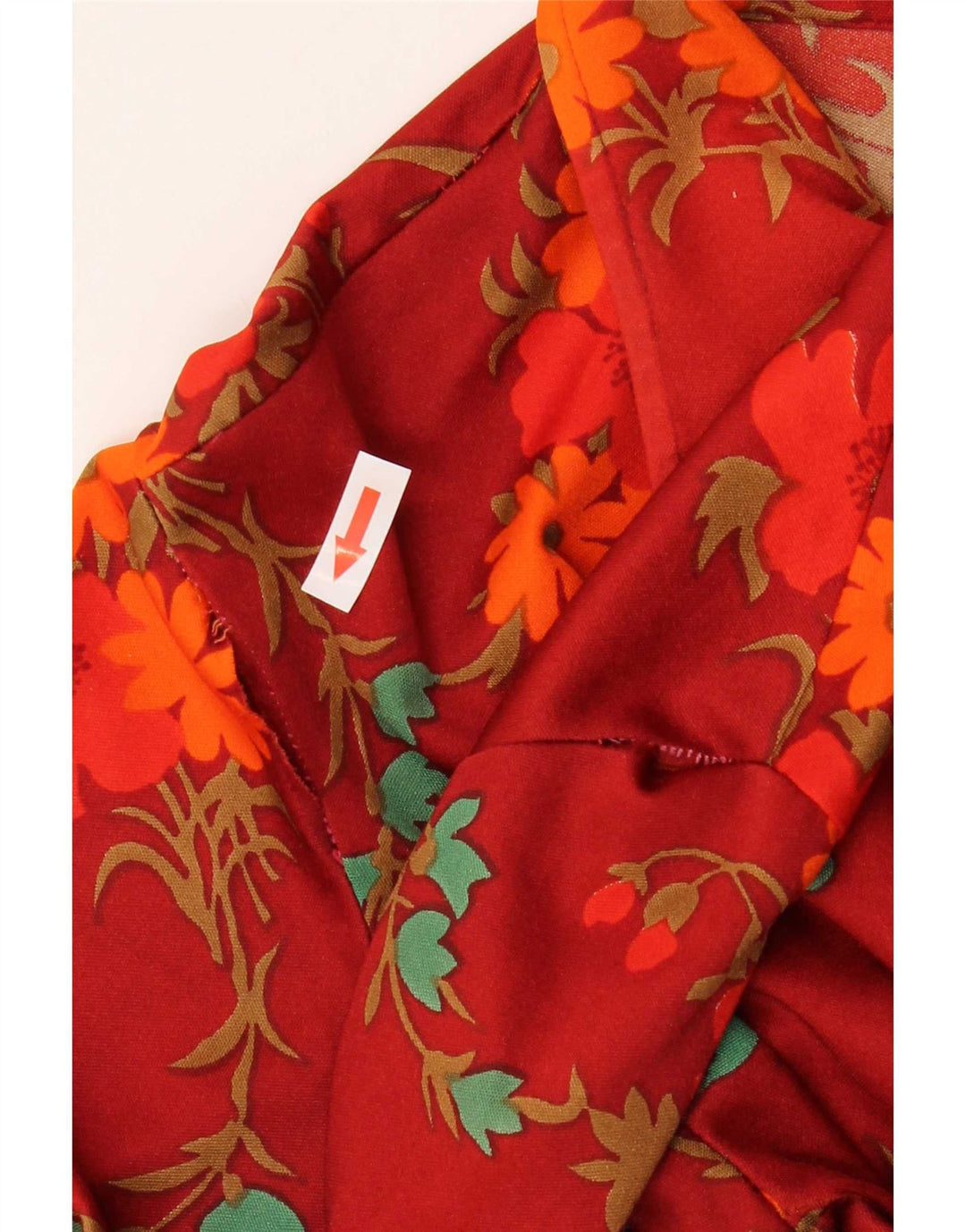 vintage Femme Pull Chemise UK 14 Moyen Rouge Floral