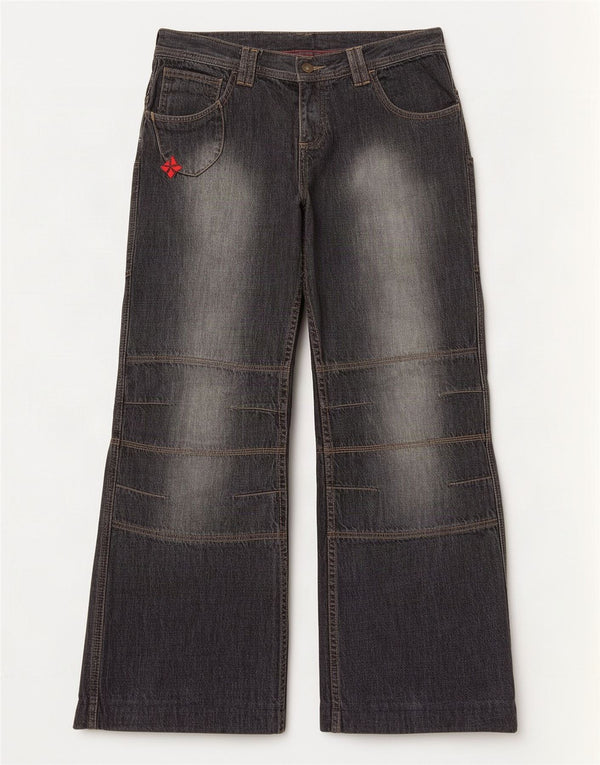 Animal Jeans à jambe large pour femme US 12 W32 L29 Gris Coton