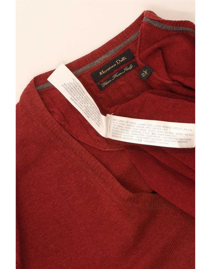 Massimo Dutti Pull col V pour homme en laine rouge Taille L