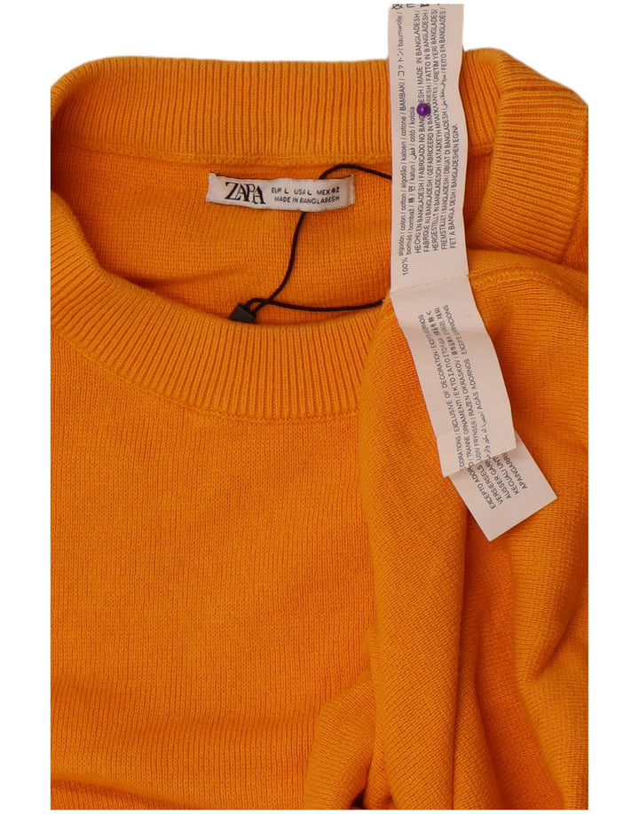 Zara Pull à col rond pour homme en coton jaune Large