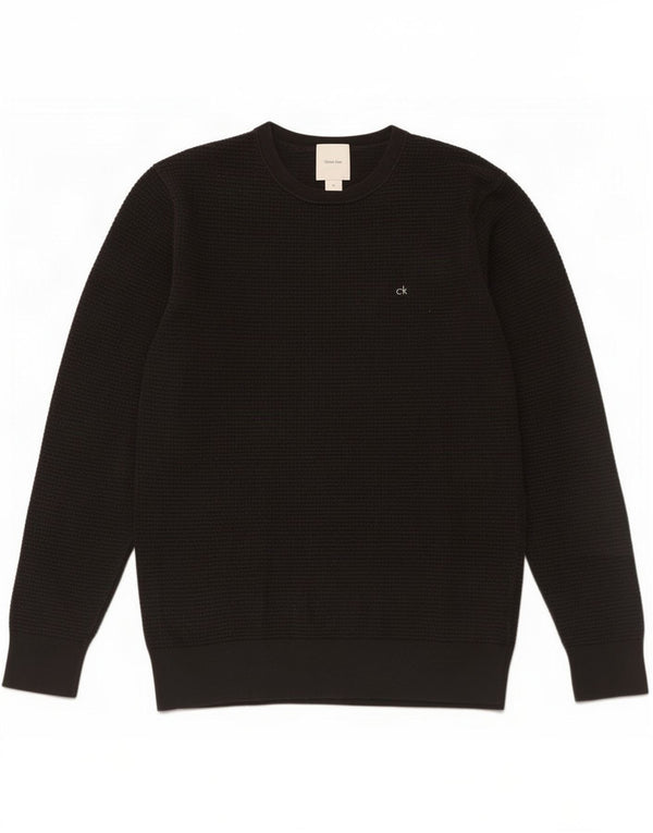 Calvin Klein Mens Crew Neck Jumper Sweater XS Black Cotton