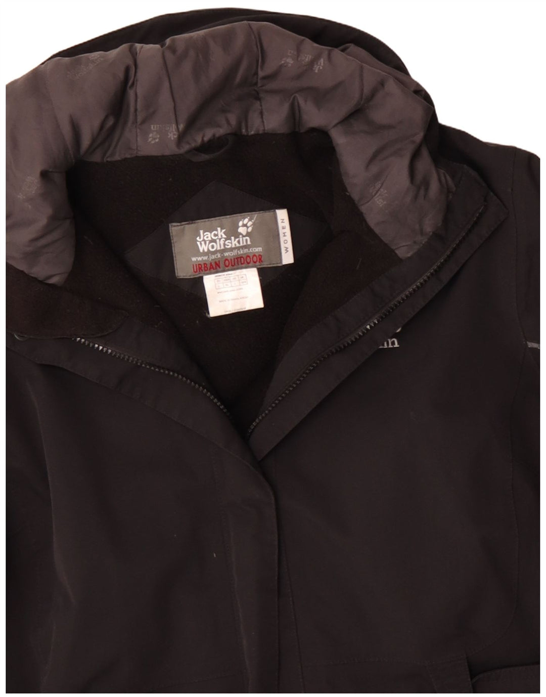 JACK WOLFSKIN Veste coupe-vent à capuche pour femme UK 14/16 Large Noir