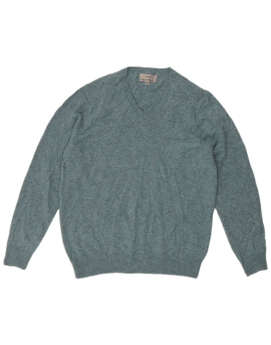 Marks & Spencer Pull col V pour homme en laine mouchetée verte
