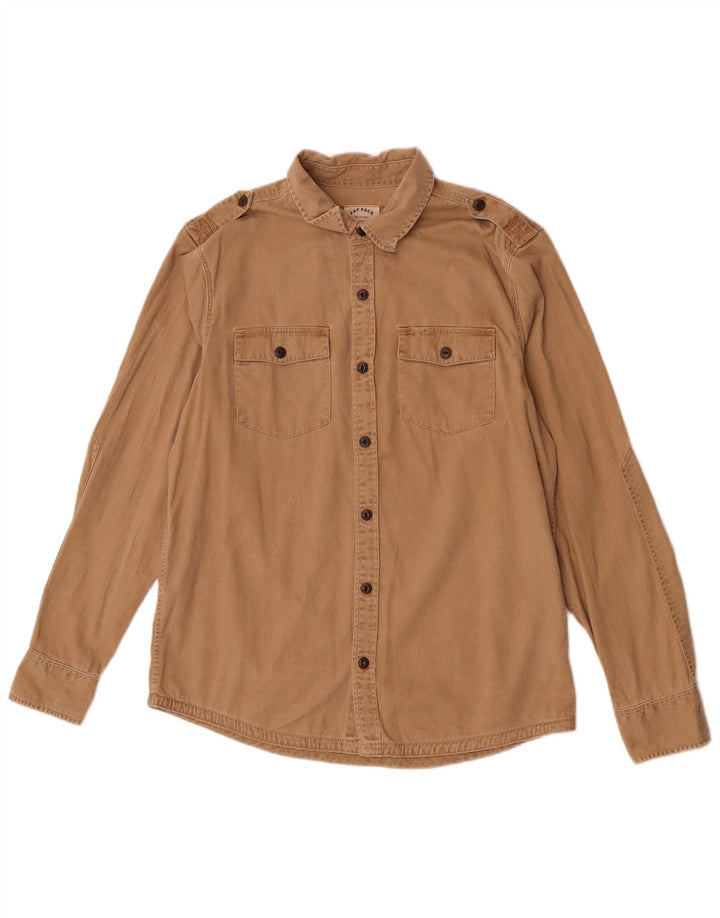 Fat Face Chemise en Jean Homme Marron Moyen Coton