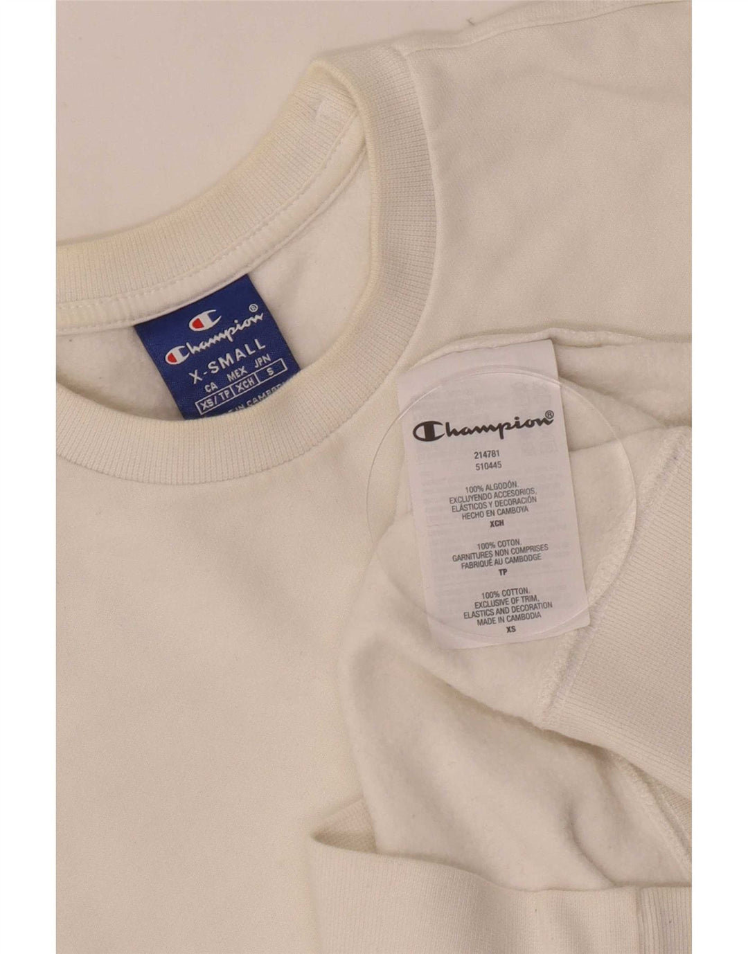 Champion Sweatshirt Jumper XS Blanc Coton Homme