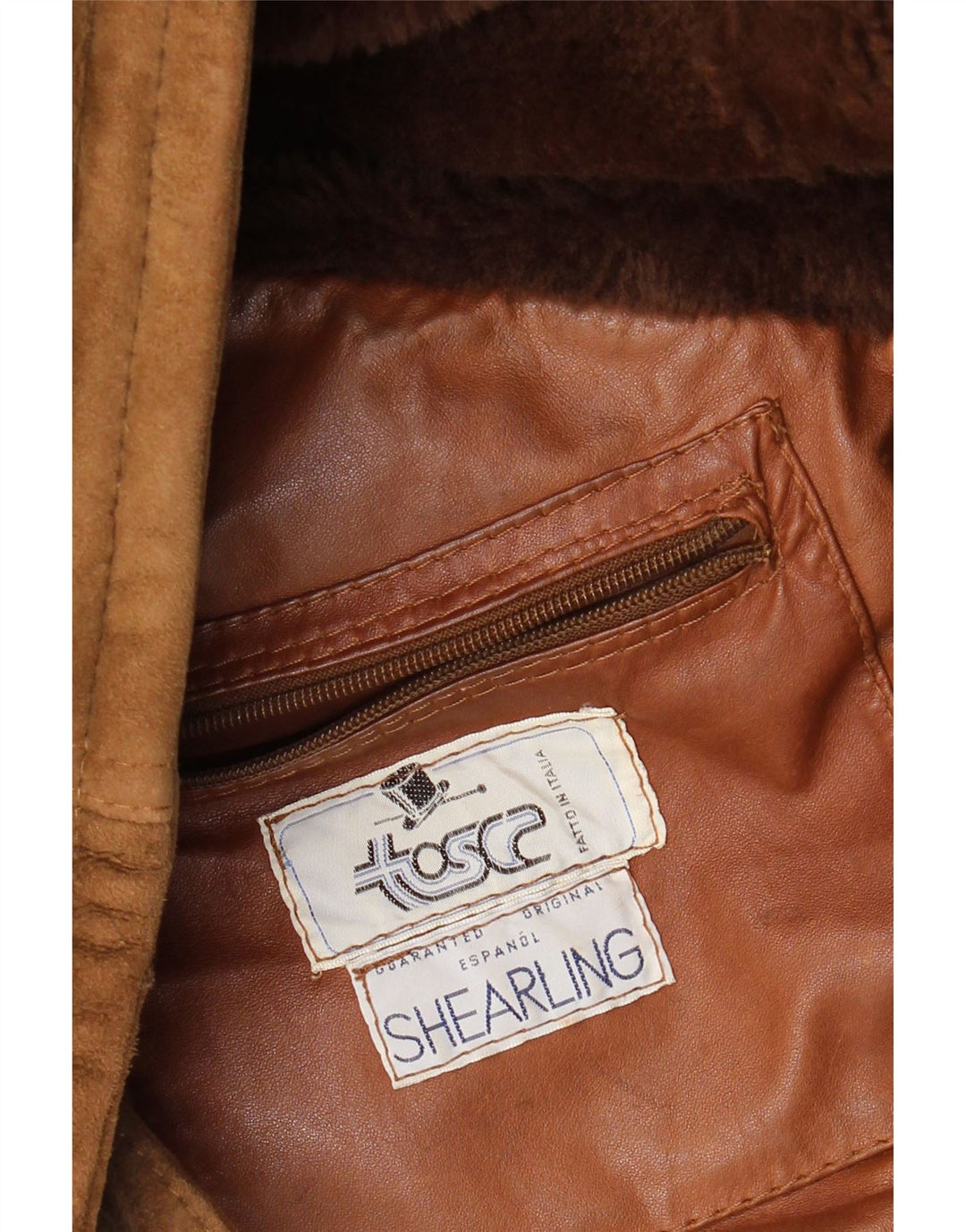 veste en peau de mouton vintage pour homme UK 40 Grande peau de mouton brune