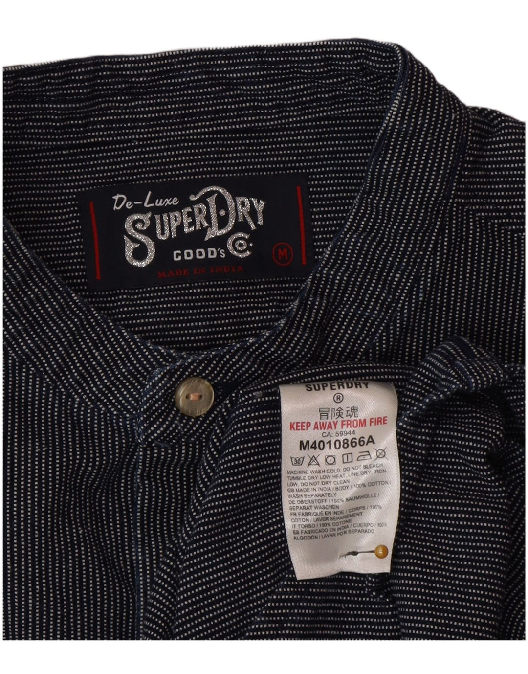 Superdry Chemise Homme Bleu Marine Moyen Fines Rayures Polyester