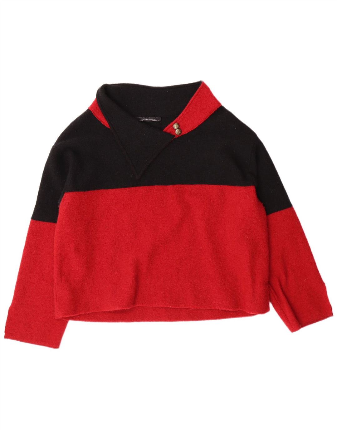 ZARA Pull à col châle pour femme UK 14 Rouge moyen Colourblock