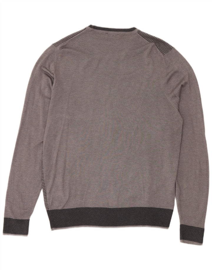 Dack's Pull col rond pour homme en viscose color block Gris Taille L