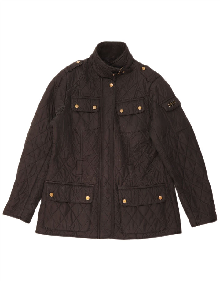 Barbour Veste matelassée militaire pour femme UK 14 Large Noir Polyester