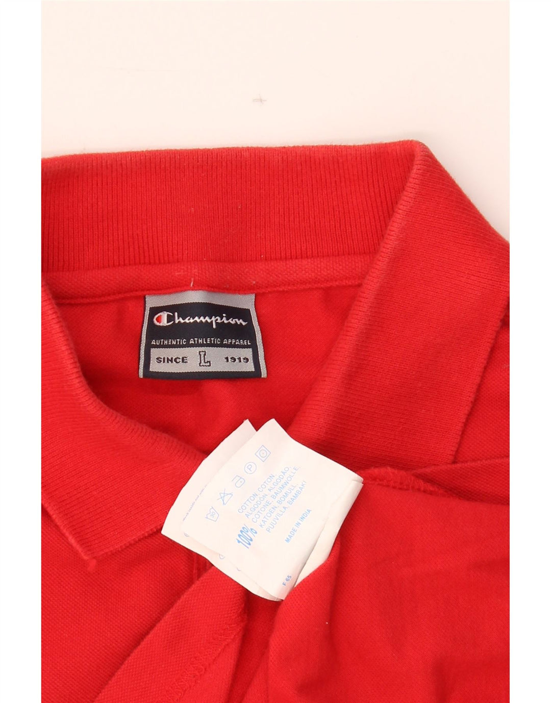 CHAMPION Mens Long Sleeve Polo Shirt Large Red Cotton Vintage Champion and Second-Hand Champion from Messina Hembry 