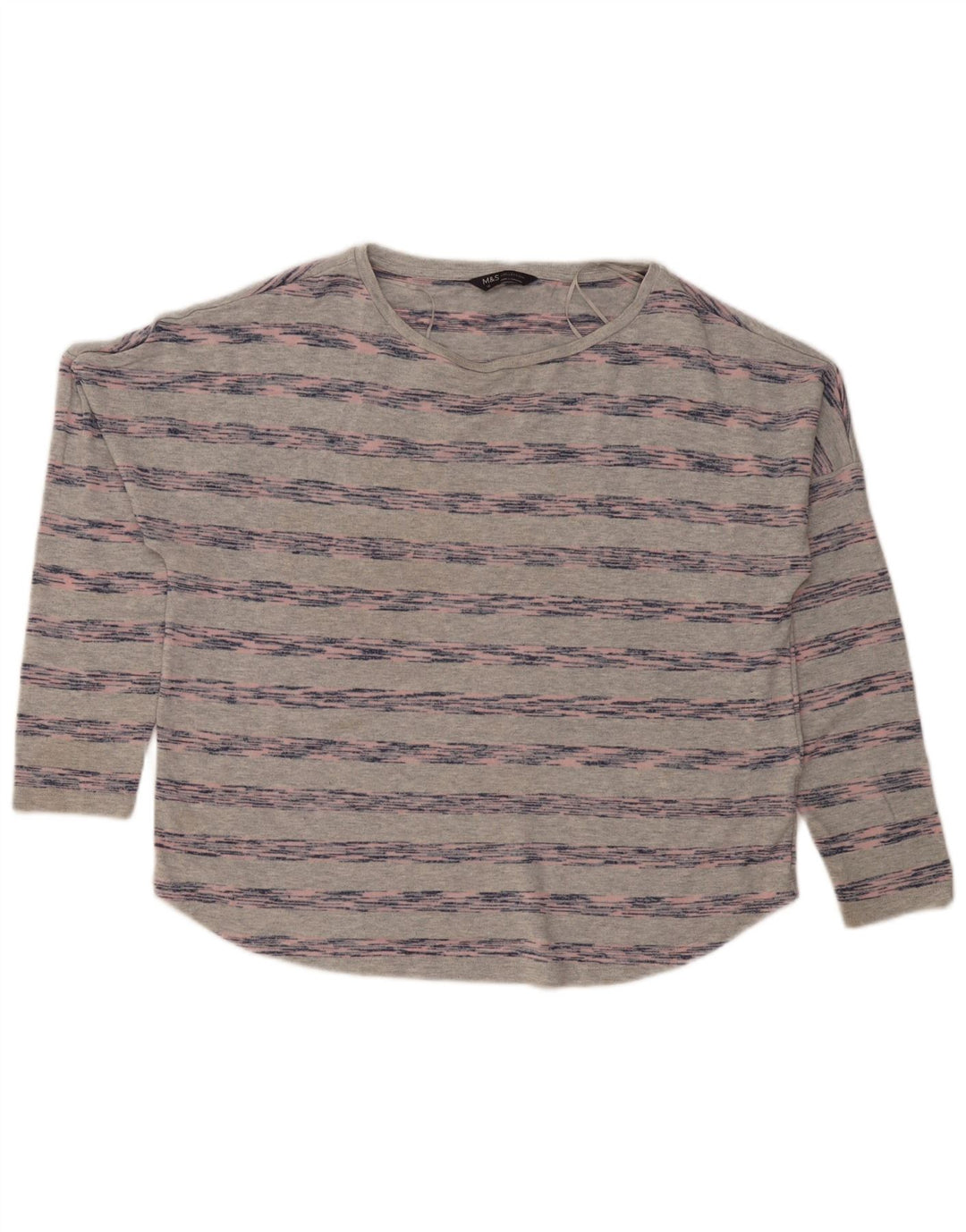Marks & Spencer Haut surdimensionné à manches longues pour femme UK 16 Large Gris Rayé