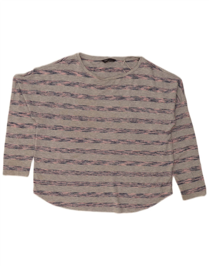 Marks & Spencer Haut surdimensionné à manches longues pour femme UK 16 Large Gris Rayé