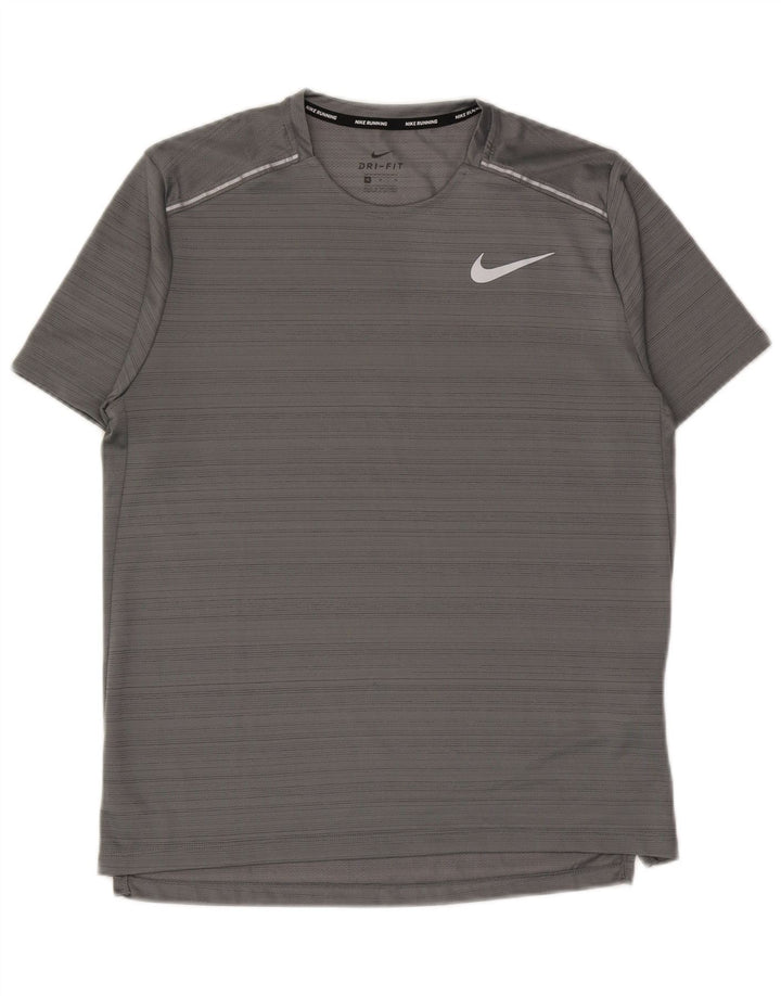 Nike Homme Dri Fit T-Shirt Haut Gris Moyen Rayé Polyester