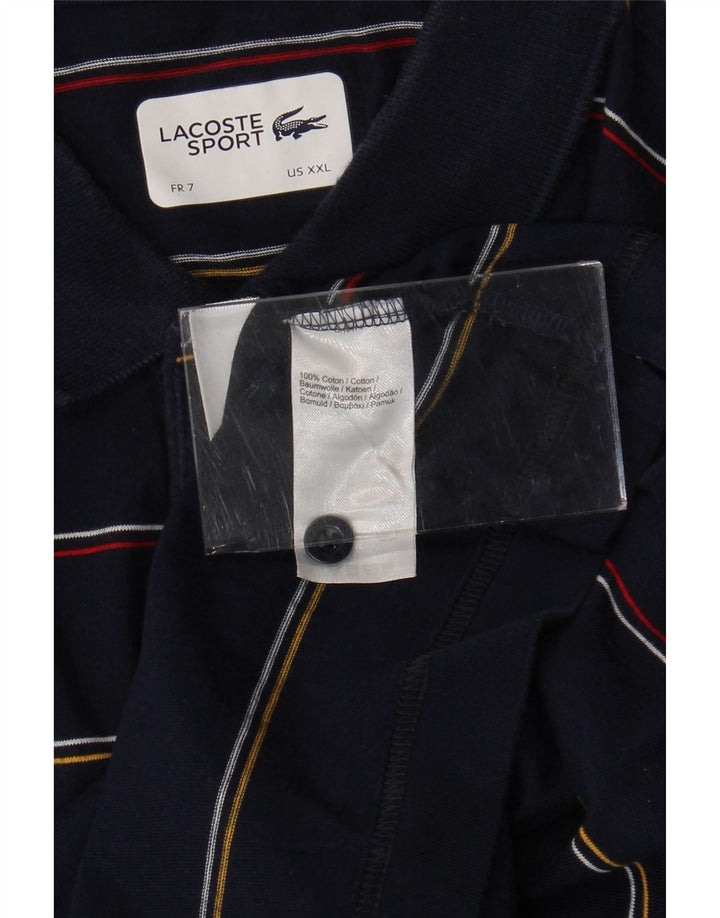 LACOSTE Polo Homme Taille 7 2XL Bleu Marine Rayé Coton