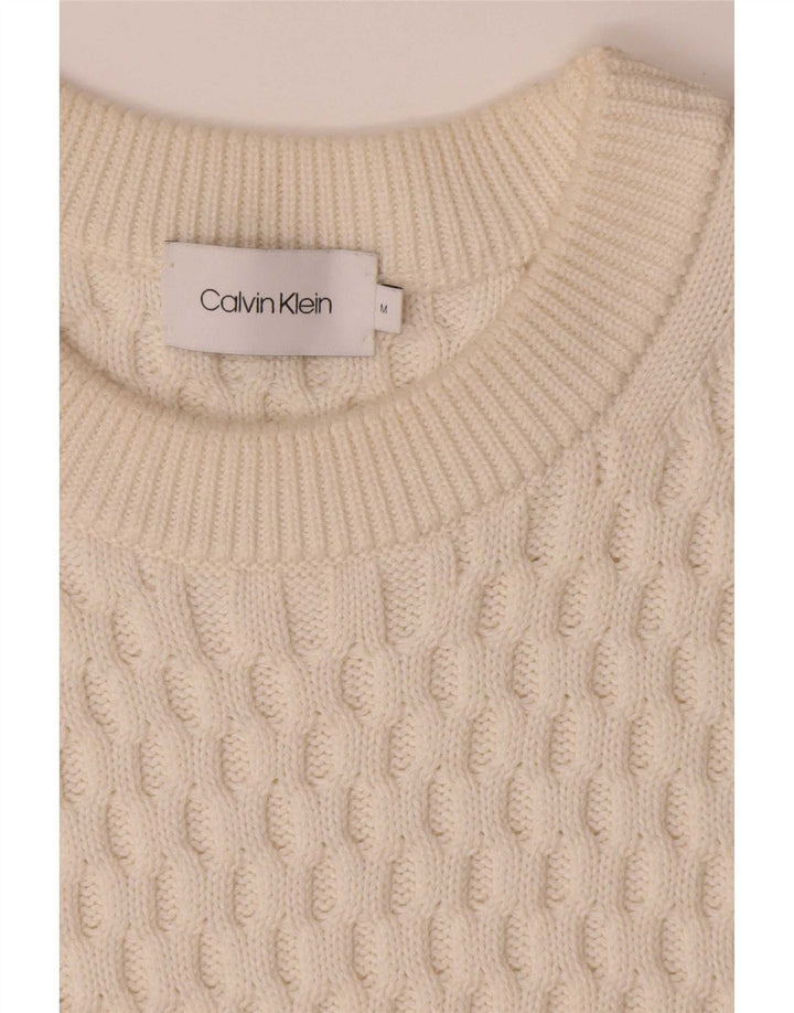 Calvin Klein Pull à col rond pour homme en coton color block Blanc moyen