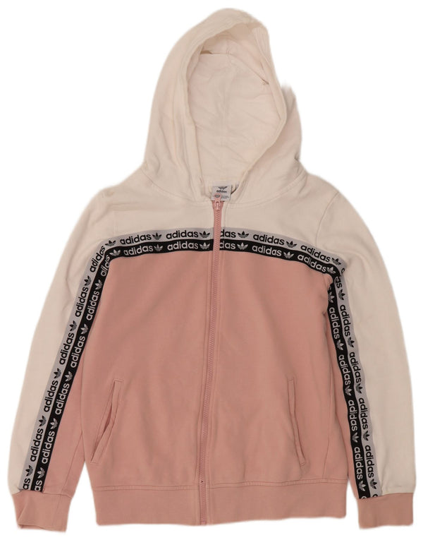 Adidas Pull à capuche zippé graphique pour femme UK 14 Rose moyen Colourblock