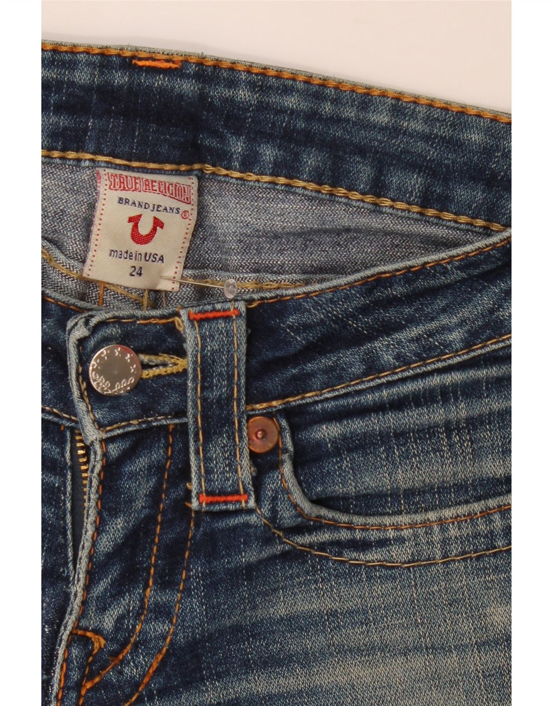 TRUE RELIGION Jean droit femme W24 L32 bleu marine coton