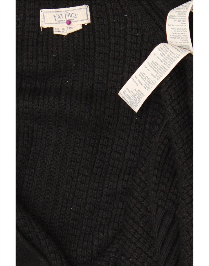 FAT FACE Womens Open Cardigan Sweater UK 12 Medium Black Viscose Vintage Fat Face and Second-Hand Fat Face from Messina Hembry 