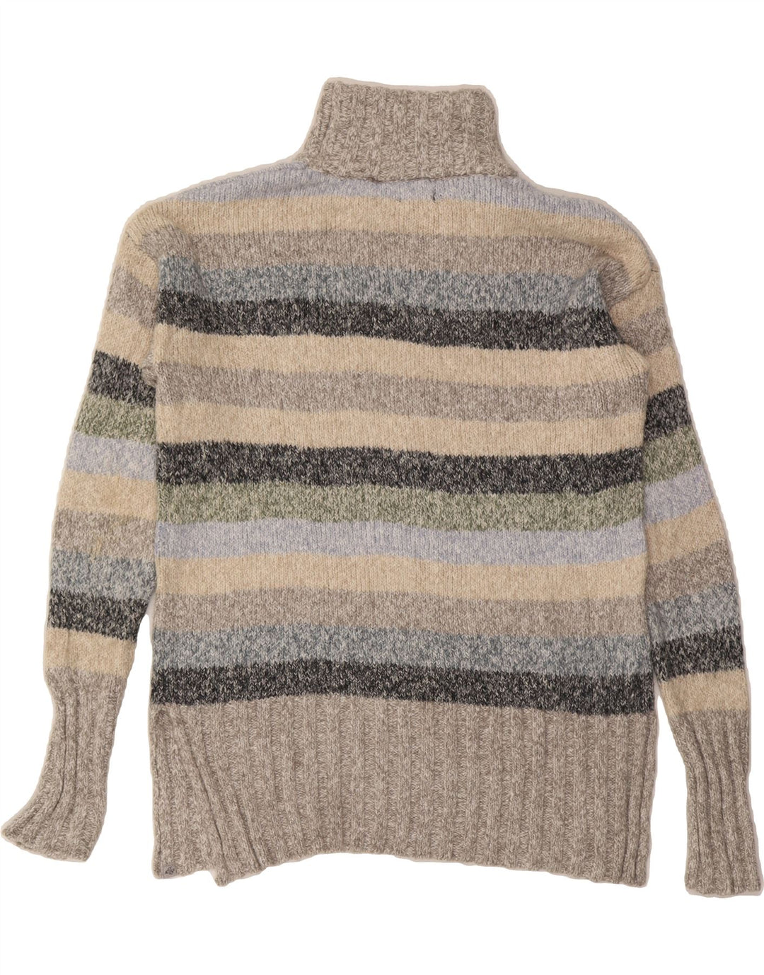 EDDIE BAUER Womens Roll Neck Jumper Sweater UK 10 Small Grey Striped Vintage Eddie Bauer and Second-Hand Eddie Bauer from Messina Hembry 