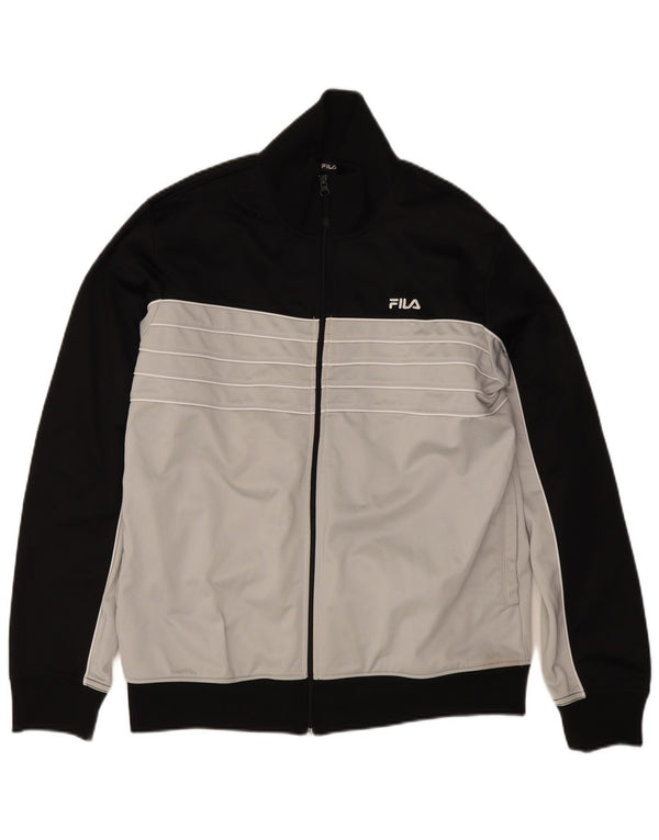 Fila Veste de survêtement pour homme Large Noir Colorblock Polyester