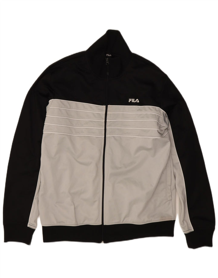 Fila Veste de survêtement pour homme Large Noir Colorblock Polyester