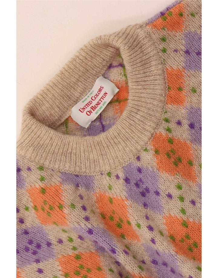 Benetton Pull Col Ras Du Cou IT 48 Medium Multicolore Homme