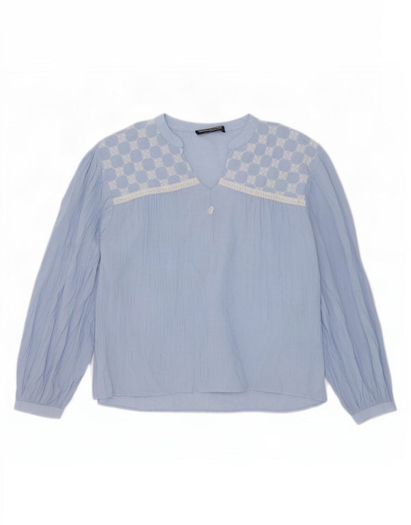 Zara Chemisier surdimensionné à manches longues pour femme UK 18 XL Bleu géométrique