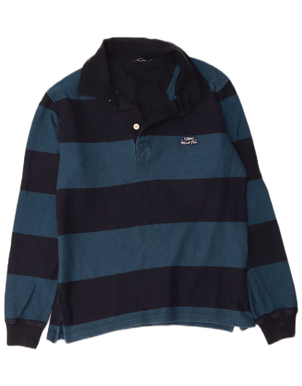 Weird Fish Polo de rugby à manches longues pour homme en coton rayé bleu moyen