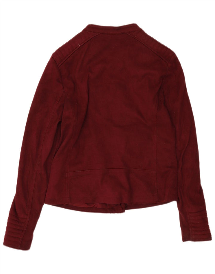 Marks & Spencer Veste de motard pour femme UK 10 Petit motard en polyester bordeaux