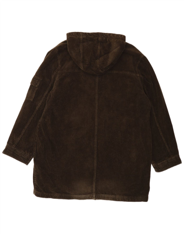 EDDIE BAUER Manteau surdimensionné à capuche en velours côtelé pour femme UK 16 Grand coton kaki