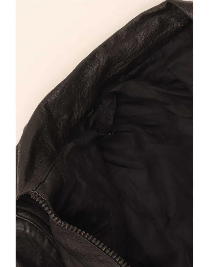 veste en cuir femme vintage UK 8 Petit Noir