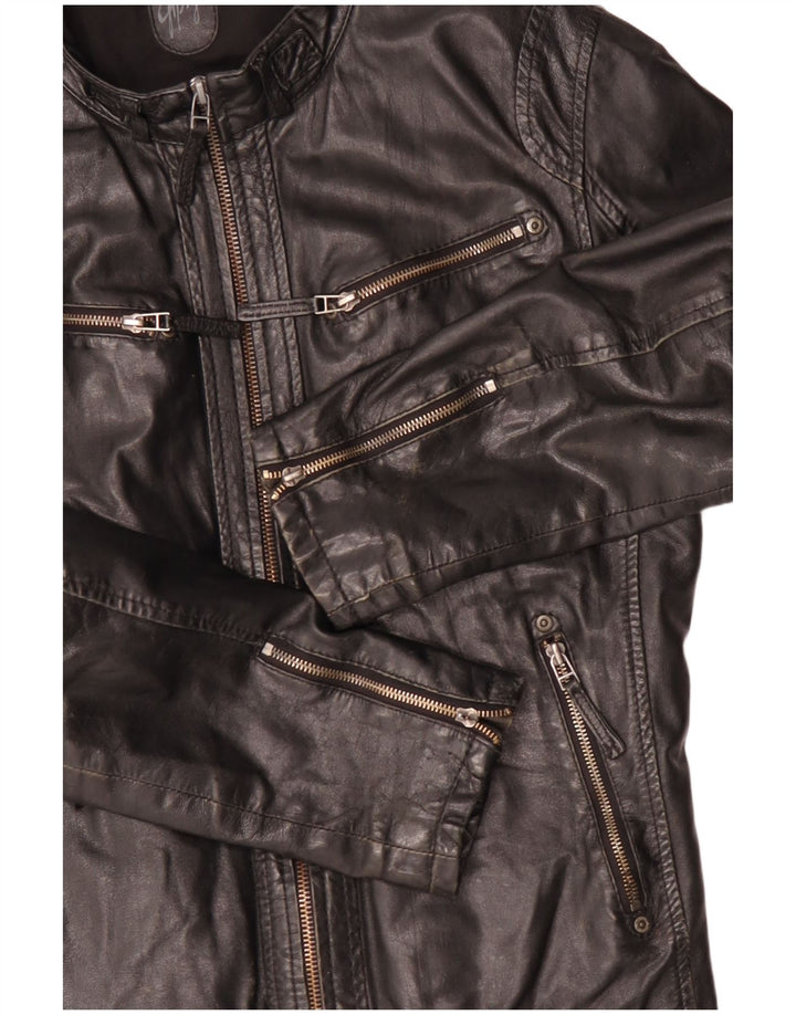 Veste en cuir Gypsy Womens UK 16 Grand cuir noir