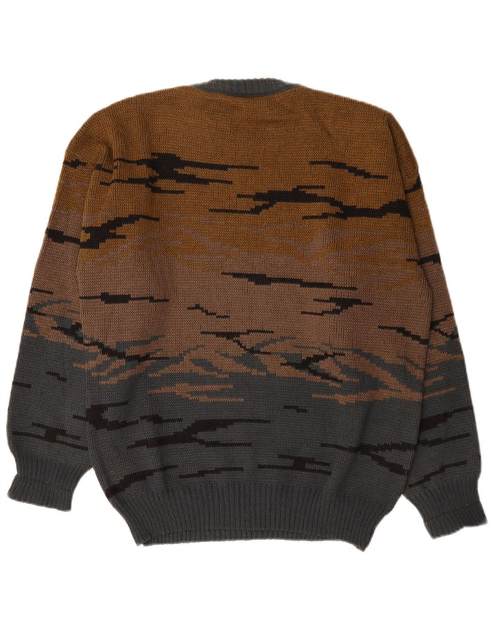 C&A Pull à col rond pour homme EU 48/50 Marron moyen Colourblock