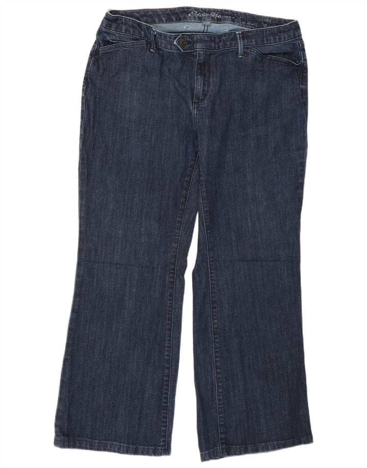 EDDIE BAUER Jean droit courbé pour femme US 14 XL W36 L28 Bleu marine Coton