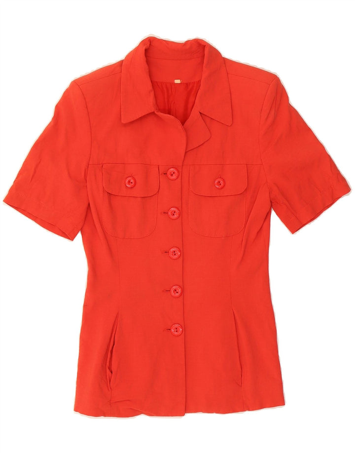 VINTAGE Womens 5 Button Short Sleeve Blazer Jacket UK 10 Small Red Vintage Vintage and Second-Hand Vintage from Messina Hembry 