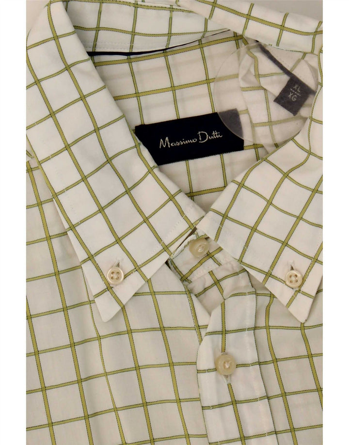Massimo Dutti Chemise Homme XL Carreaux Blancs