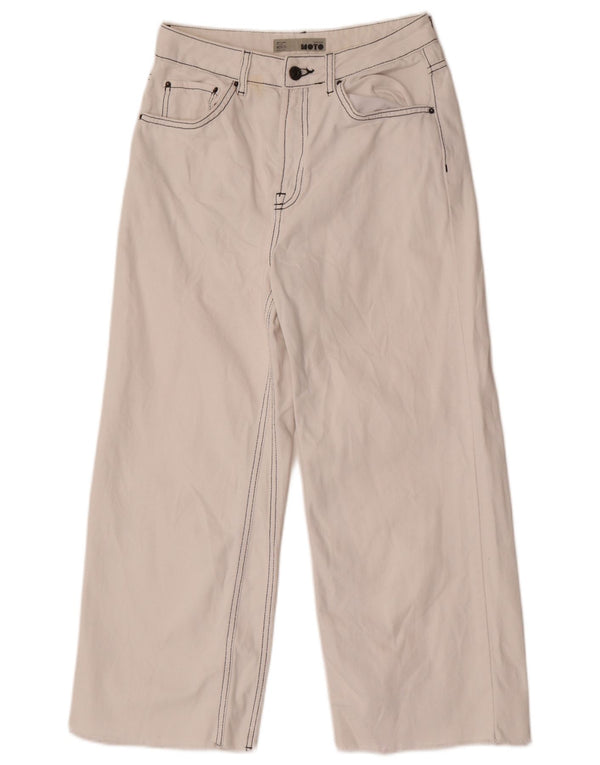 Topshop Jean taille haute jambe large pour femme W28 L24 coton blanc