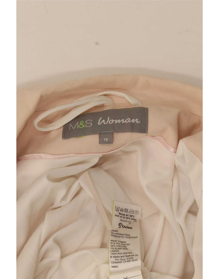 Marks & Spencer Veste blazer à manches 3/4 pour femme 1 bouton UK 16 Large Rose