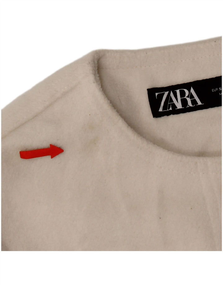 Zara Veste blazer courte à 4 boutons pour femme UK 10 Petit polyester blanc