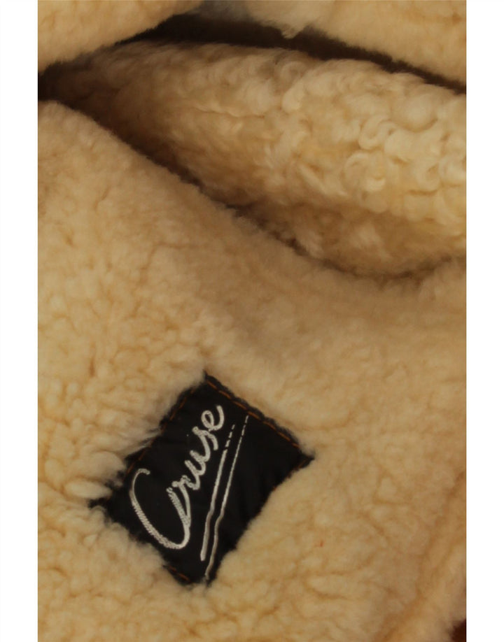 veste en peau de mouton à capuche surdimensionnée femme vintage EU 40 Cuir beige moyen