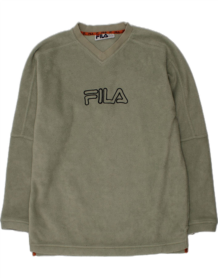FILA Boys Graphic Fleece Jumper 12-13 Years Green Vintage Fila and Second-Hand Fila from Messina Hembry 