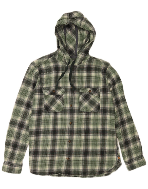 Carhartt Chemise en flanelle à capuche pour femme US 8/10 en coton à carreaux vert moyen