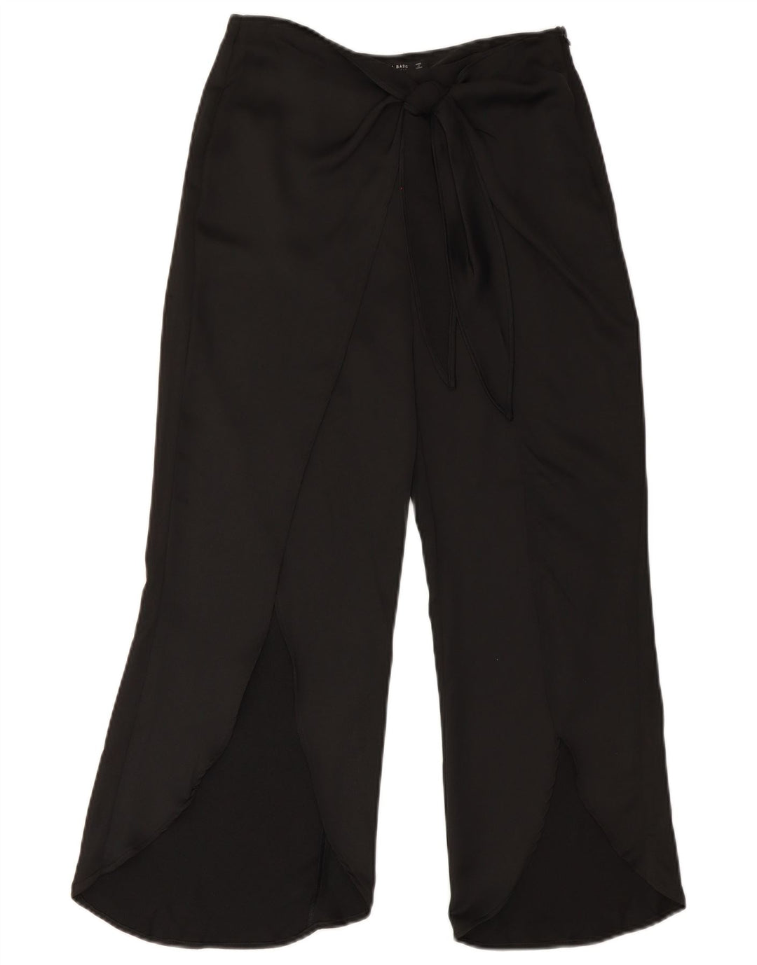 Zara Pantalon court à jambe large pour femme Petit W28 L23 Noir Polyester