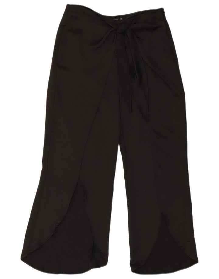 Zara Pantalon court à jambe large pour femme Petit W28 L23 Noir Polyester