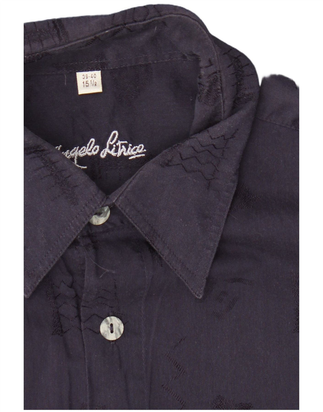 Angelo Litrico Chemise Homme Taille 39 /40 15 1/2 Moyen Bleu Marine Géométrique