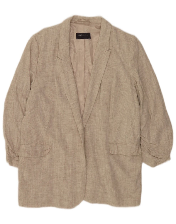 Marks & Spencer Veste blazer ouverte à manches 3/4 pour femme UK 14 Large Beige